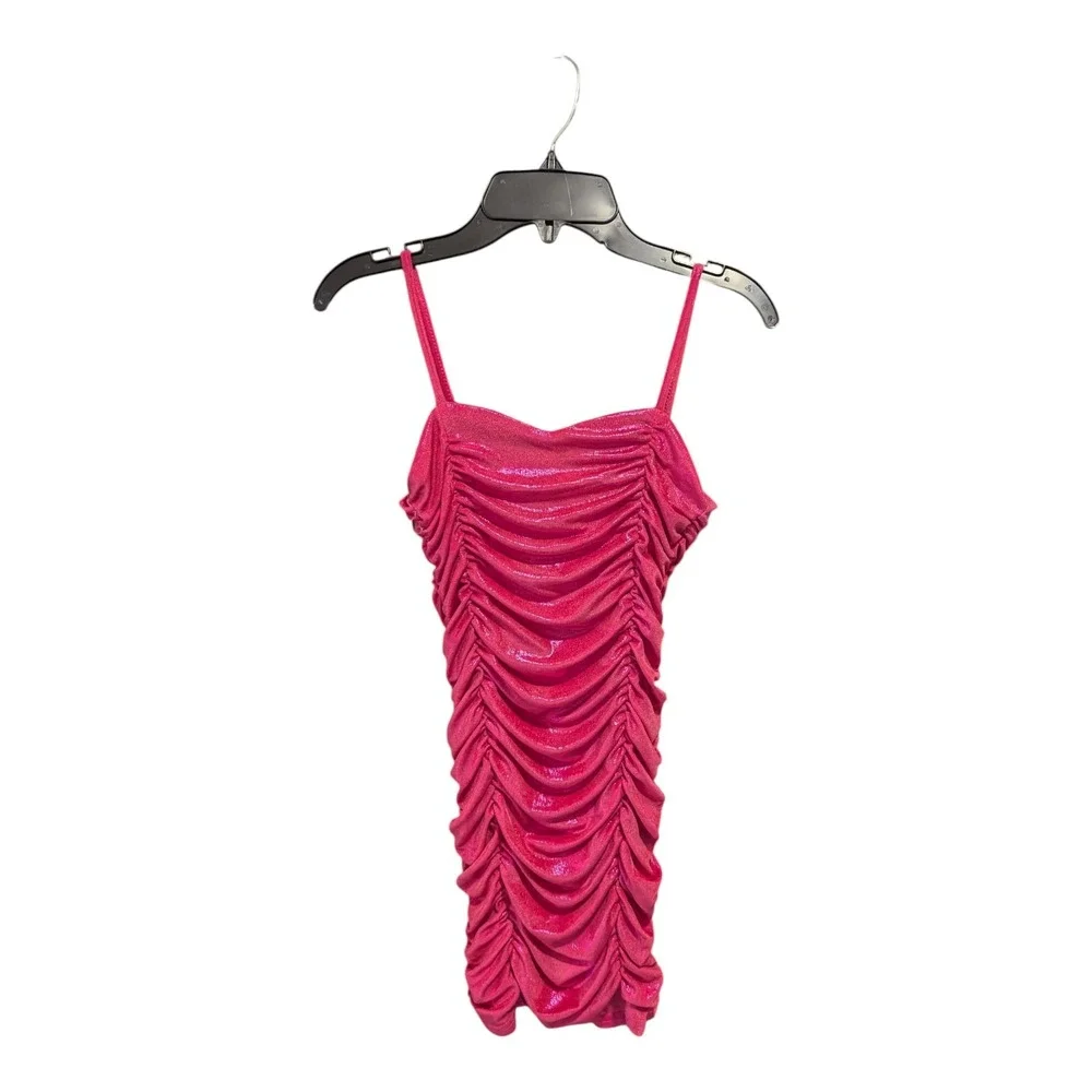 BBC-2 With Jules Big Girls Ruched Sleeveless Dress Size L - Bright Pink Back Zip